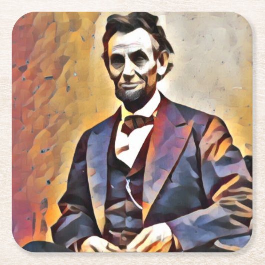 DESSOUS-DE-VERRE CARRÉ EN PAPIER ABRAHAM LINCOLN 16E PRÉSIDENT (Devant)