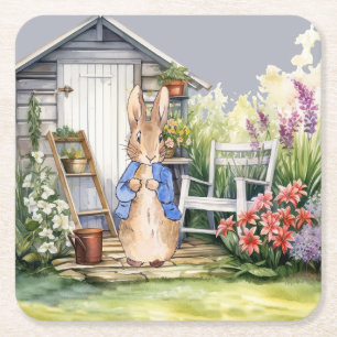 Dessous-de-verre Carré En Papier Abri de jardin lapin bunny classique