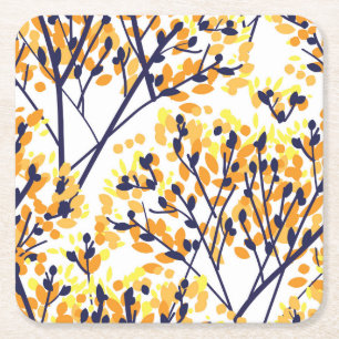 Dessous-de-verre Carré En Papier Abstrait arbre d'automne Motif moderne