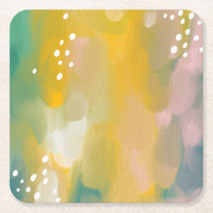 Dessous-de-verre Carré En Papier Abstrait brillant peint. Brosse trait moderne