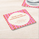 Dessous-de-verre Carré En Papier Abstrait Checker rose Personnalisé 21e anniversair<br><div class="desc">Abstrait À damiers Art rose orange Personnalisé 21e anniversaire Merci Carré Dessous de verre papier</div>