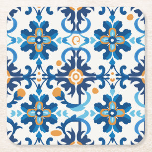 Dessous-de-verre Carré En Papier 🟦 Abstrait Dessous de verre en mosaïque Terrazzo