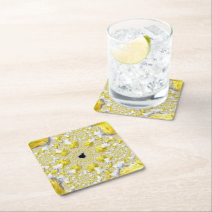 Dessous-de-verre Carré En Papier Abstrait Gold Fractal