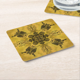 Dessous-de-verre Carré En Papier Abstrait Goth Tribal Line Dessin Motif répété