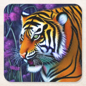 Dessous-de-verre Carré En Papier Abstrait Majestic Predator Tiger (Devant)