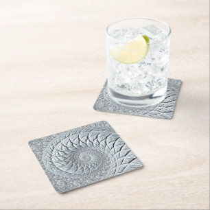 Dessous-de-verre Carré En Papier Abstraite spirale gris clair