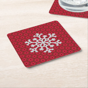 Dessous-de-verre Carré En Papier Accent décoratif Festif Red Snowflake