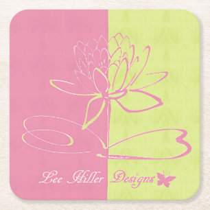 Dessous-de-verre Carré En Papier Accents de logo Lee Hiller Rose Vert