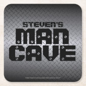 Dessous-de-verre Carré En Papier Acier personnalisé Plaque de diamant Man Cave (Devant)