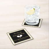 Dessous-de-verre Carré En Papier Activité mariage Week-end Pickleball Gold & White (En situation)