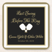 Dessous-de-verre Carré En Papier Activité mariage Week-end Pickleball Gold & White (Devant)