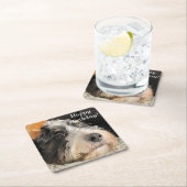 Dessous-de-verre Carré En Papier Adorable Bernedoodle (En situation)