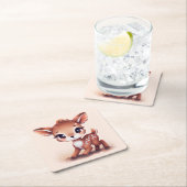 Dessous-de-verre Carré En Papier Adorable Cerf de Bébé (En situation)