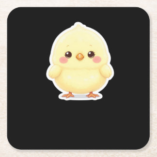 Dessous-de-verre Carré En Papier Adorable Fluffy Chibi Chick