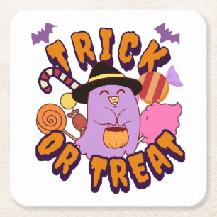 Dessous-de-verre Carré En Papier Adorable Halloween Ghost Trick ou traitement