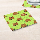 Dessous-de-verre Carré En Papier Adorable Motif de la marmotte de bois (Incliné)