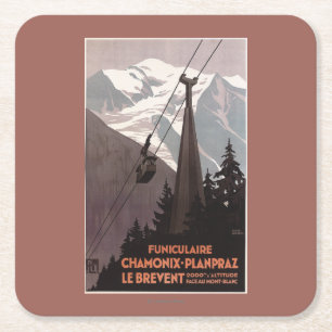 Dessous-de-verre Carré En Papier Affiche de funiculaire de Funiculaire Le Brevent