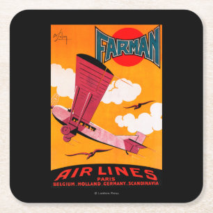 Dessous-de-verre Carré En Papier Affiche de monoplan des lignes aériennes F-170 de