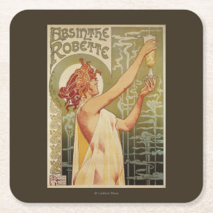 Dessous-de-verre Carré En Papier Affiche de publicité d'absinthe de Robette