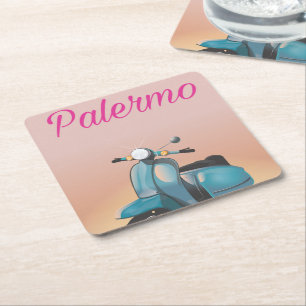 Dessous-de-verre Carré En Papier Affiche de scooter à Palerme Italie