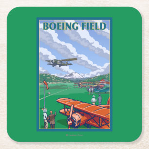 Dessous-de-verre Carré En Papier Affiche de Vintage voyage de champ de Boeing