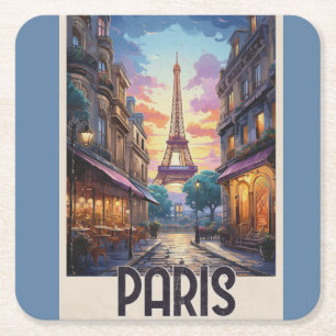Dessous-de-verre Carré En Papier Affiche de voyage à Paris