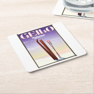 Dessous-de-verre Carré En Papier Affiche de voyage à ski Geilo, Norvège