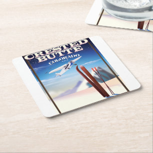 Dessous-de-verre Carré En Papier Affiche de voyage Crested Butte Colorado