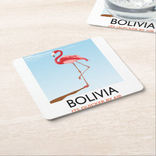 Dessous-de-verre Carré En Papier Affiche de voyage Flamant de Bolivie