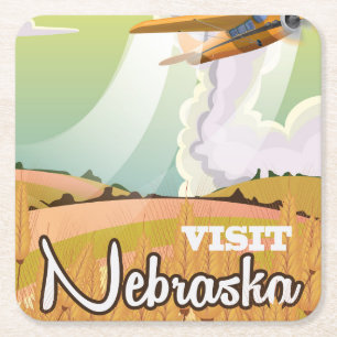 Dessous-de-verre Carré En Papier Affiche de voyage vintage Nebraska