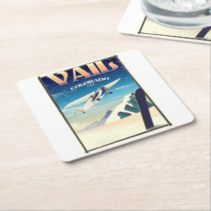 Dessous-de-verre Carré En Papier Affiche de voyage vintage Vail Colorado