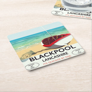 Dessous-de-verre Carré En Papier Affiche ferroviaire de Blackpool, Lancashire