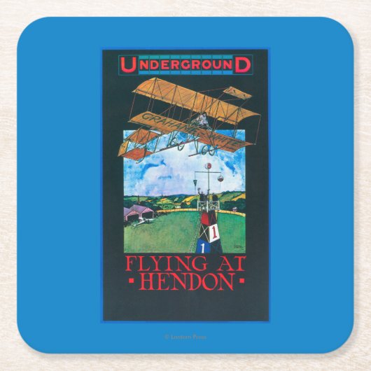 Dessous-de-verre Carré En Papier Affiche finie Grahame-Blanche et plate d'aérodrome (Devant)