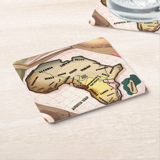 Dessous-de-verre Carré En Papier Africa map (Incliné)