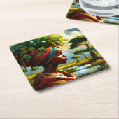 Dessous-de-verre Carré En Papier Afrique (Incliné)