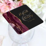 Dessous-de-verre Carré En Papier Agate Geode Script Burgundy Gold Dark Mariage<br><div class="desc">Cet élégant dessous de verre mariage moderne présente une aquarelle bordeaux et un design de géode d'aquarelle orné d'une parties scintillant en faux or. Customisez facilement le texte de couleur or sur un arrière - plan gris fusain, avec les noms de la mariée et du marié en calligraphie manuscrite sur...</div>