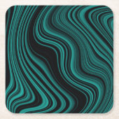 Dessous-de-verre Carré En Papier Agate Wavy Black & Emerald (Devant)
