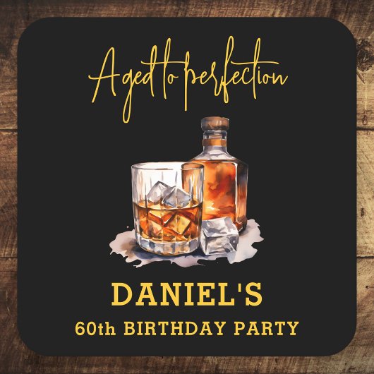 Dessous-de-verre Carré En Papier Aged to Perfection Whiskey 60th Birthday