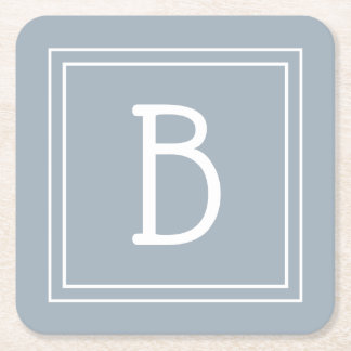 Dessous-de-verre Carré En Papier Agritourisme moderne Monogramme Bleu & Blanc Initi