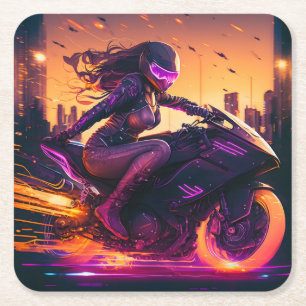 Dessous-de-verre Carré En Papier AI motocycle généralisé art #3