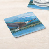 Dessous-de-verre Carré En Papier Aigle à tête blanche (Incliné)