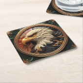Dessous-de-verre Carré En Papier Aigle majestueux dans cadre doré (Incliné)
