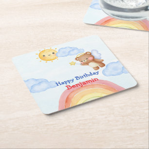 Dessous-de-verre Carré En Papier Aile d'ours en peluche mignonne Angle fête d'anniv