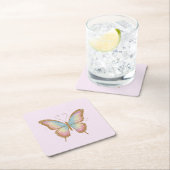 DESSOUS-DE-VERRE CARRÉ EN PAPIER AILES COLORÉES (En situation)