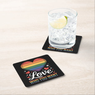 Dessous-de-verre Carré En Papier Aimez qui vous voulez Fierté gay LGBT