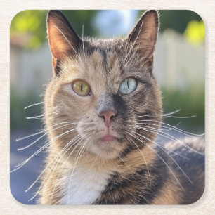 Dessous-de-verre Carré En Papier Ajouter une Personnaliser photo de chat