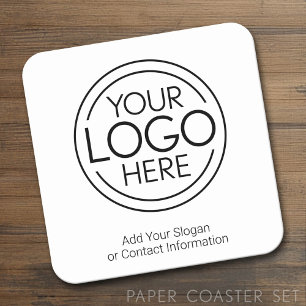 Dessous-de-verre Carré En Papier Ajouter Votre Logo Entreprise Moderne Minimaliste