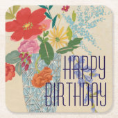 Dessous-de-verre Carré En Papier Ajouter votre texte | Spring Blossoms II (Devant)