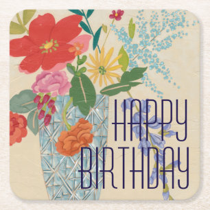 Dessous-de-verre Carré En Papier Ajouter votre texte   Spring Blossoms II