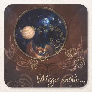 Dessous-de-verre Carré En Papier Alchimiste cosmique antique livre médiéval
